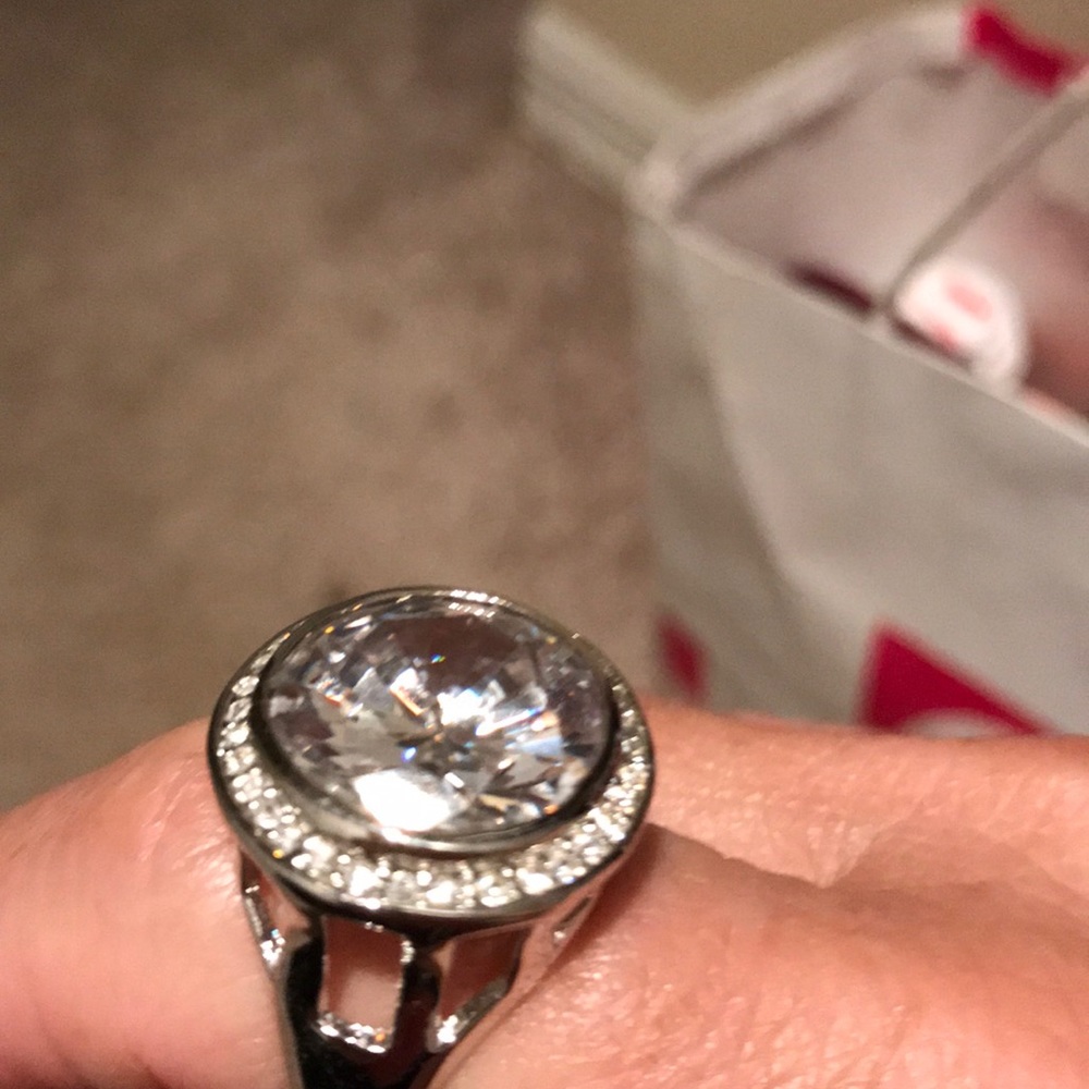 Sterling Statement Ring White Topaz & Cubic Zirco… - image 3